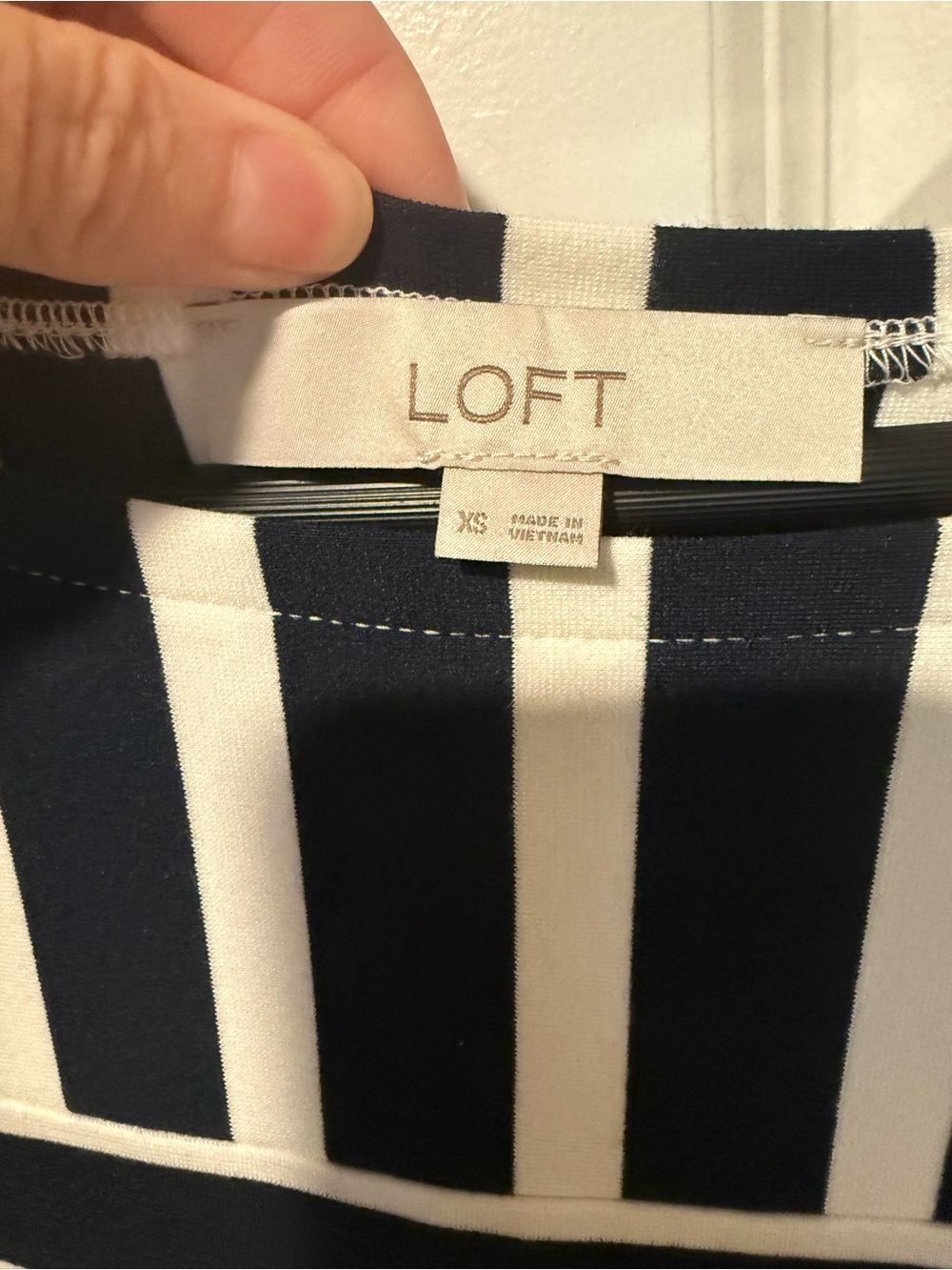 LOFT Navy and White Striped Dress